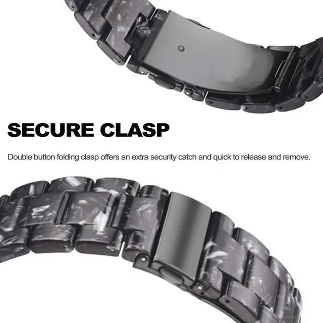 Alt view image 3 of 4 - Band Replacement for Fitbit Versa/Versa 2 Smart Watch/Special/Lite Edition, Fashion Resin Wristbands Women Men Replacement Bracelet Metal Stainless Steel Rose Gold Buckle