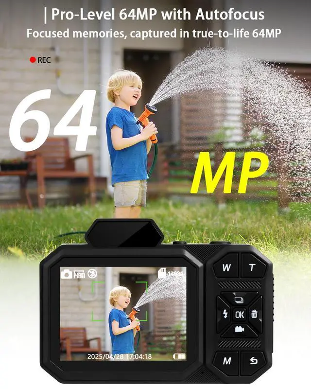 Alt view image 5 of 6 - 4K Digital Camera, FHD Vlogging Camera for YouTube with 64GB Card, 64MP Autofocus Anti-Shake/Date Stamp, Compact Travel Camra, Point and Shoot Digital Camera for Teens Beginners Kids