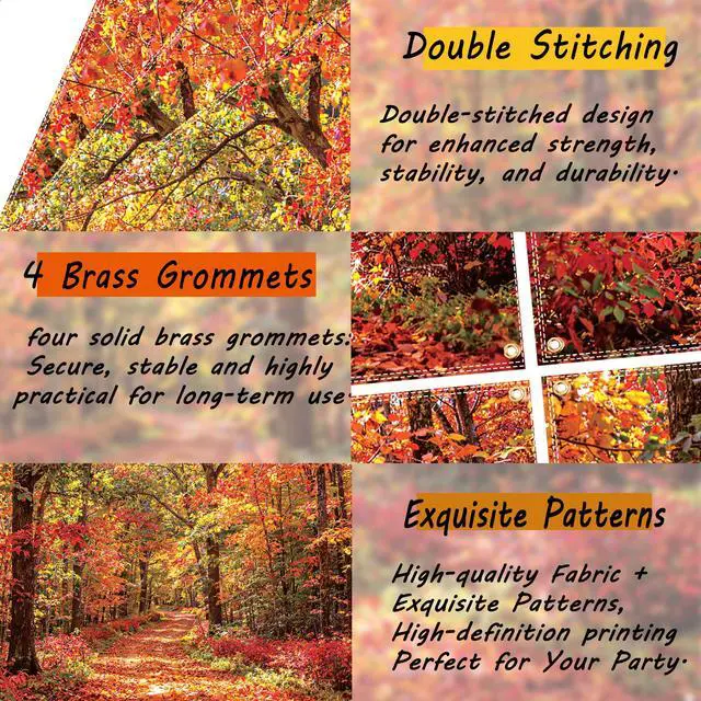 Alt view image 4 of 6 - Fall Backdrops for Photography 10×6.5ft Autumn Leaves Scene Photo Backdrop | with 100pcs 3.1inch dualcolor artificial maple leaves, Photoshoot Prop Background,Thanksgiving Party Decorations Banner