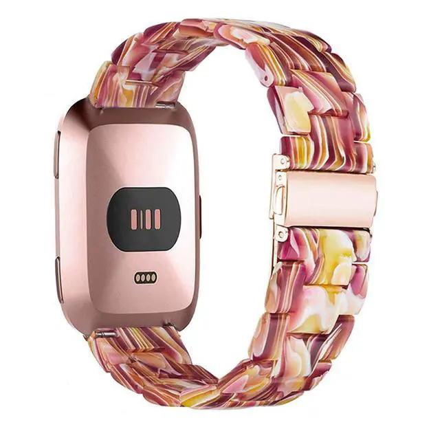 Alt view image 2 of 4 - Band Replacement for Fitbit Versa/Versa 2 Smart Watch/Special/Lite Edition, Fashion Resin Wristbands Women Men Replacement Bracelet Metal Stainless Steel Rose Gold Buckle