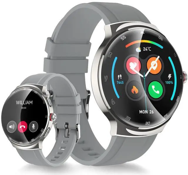 Main image of Smart Watch for Men Women, 1.43 Curved AMOLED HD Screen Fitness Tracker, 100+ Sport Modes, Heart Rate Sleep Monitor, Pedometer, Smartwatch for Android & iOS Compatible