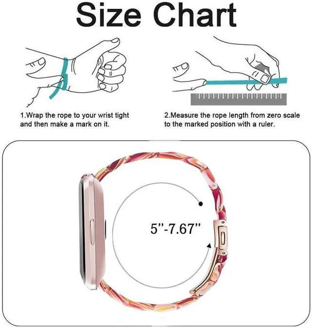 Alt view image 4 of 4 - Band Replacement for Fitbit Versa/Versa 2 Smart Watch/Special/Lite Edition, Fashion Resin Wristbands Women Men Replacement Bracelet Metal Stainless Steel Rose Gold Buckle
