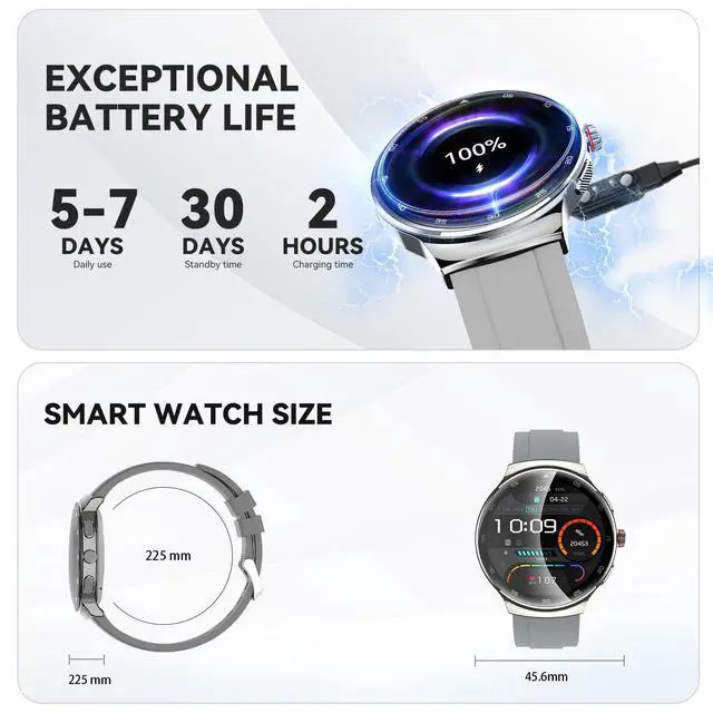 Alt view image 5 of 6 - Smart Watch for Men Women, 1.43 Curved AMOLED HD Screen Fitness Tracker, 100+ Sport Modes, Heart Rate Sleep Monitor, Pedometer, Smartwatch for Android & iOS Compatible