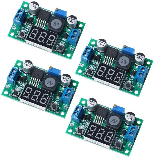 Main image of 4PCS Green LM2596 Adjustable DC-DC Buck Converter Step Down Module with LED Voltage Display, 4-40V to 1.25-37V Power Supply