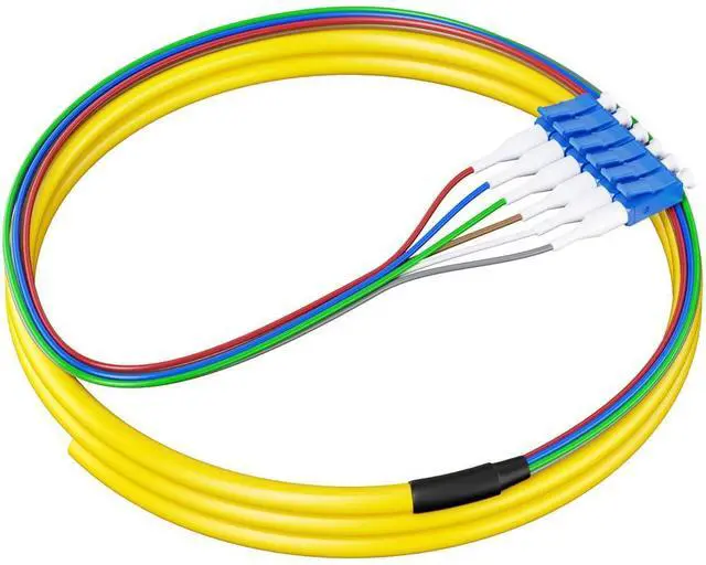 Main image of 6 Strand OS2 LC/UPC Fiber Pigtail Single Mode, 5ft/1.5m | SMF Fiber Optic Pigtails for Networks Communication System, 9/125um