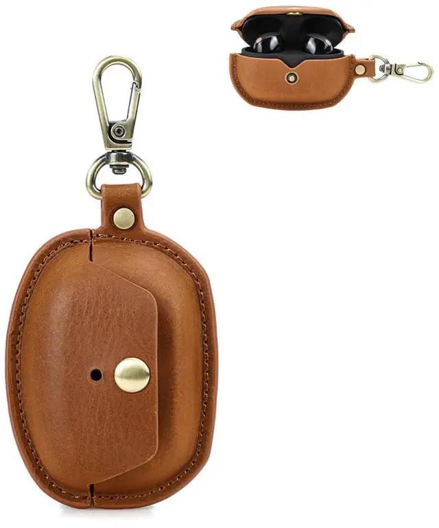 Main image of Leather Case Compatible with Sony WF-1000XM5, Cute Soft Genuine Leather PU Protective Case Cover Compatible with Sony WF-1000XM5 with Keychain