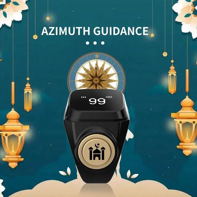 Alt view image 3 of 7 - Smart Zikr-Ring, Rechargeable Electronic Digital Tasbih Counter Rings, Waterproof, 3 Sizes Finger Counter for Muslims, Prayer, Reminder(18mm Black)
