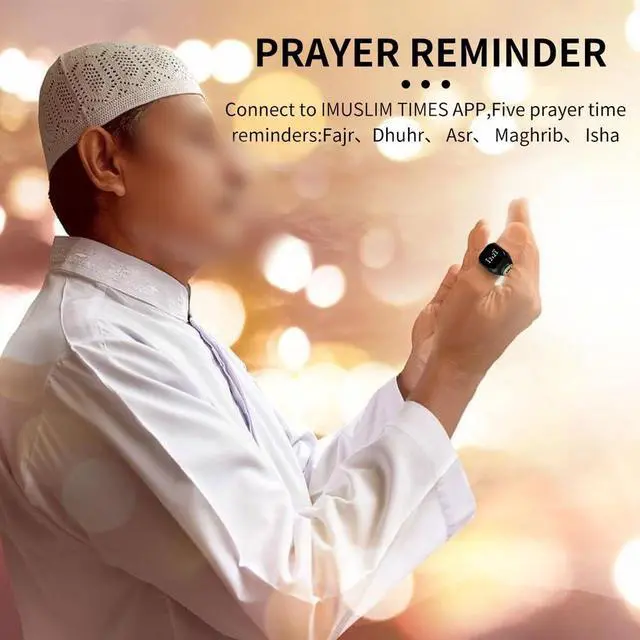 Alt view image 6 of 7 - Smart Zikr-Ring, Rechargeable Electronic Digital Tasbih Counter Rings, Waterproof, 3 Sizes Finger Counter for Muslims, Prayer, Reminder(18mm Black)
