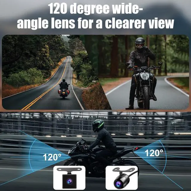 Alt view image 3 of 6 - Motorcycle Recorder Camera,3 inch LCD 720P with 480P Dual-Track Front Rear Dual Action Camera Video for Recording Motorcycle View