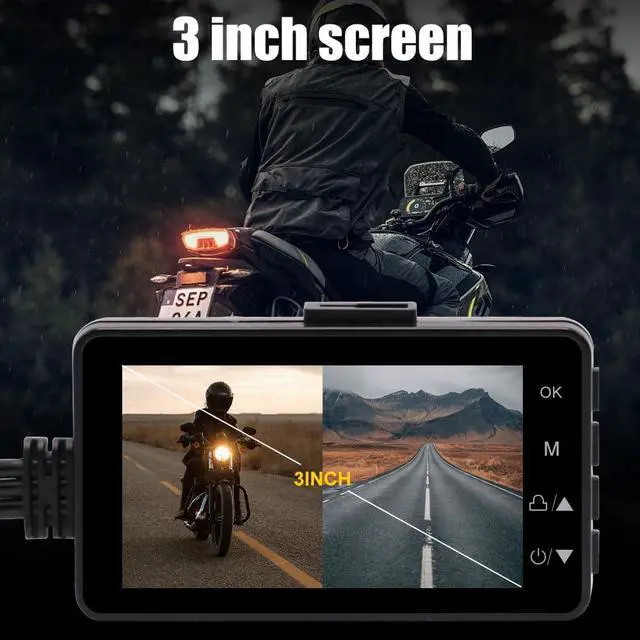 Alt view image 2 of 6 - Motorcycle Recorder Camera,3 inch LCD 720P with 480P Dual-Track Front Rear Dual Action Camera Video for Recording Motorcycle View