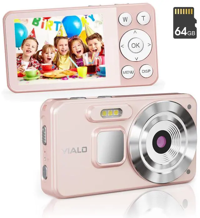 Main image of 4K Digital Camera for Teens, FHD 64MP Digital Camera for Kids with 64GB SD Card, 18X Digital Zoom Cameras for Photography, Point and Shoot Video Camera for Kids, Pink