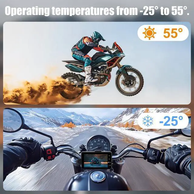 Alt view image 6 of 6 - Motorcycle Recorder Camera,3 inch LCD 720P with 480P Dual-Track Front Rear Dual Action Camera Video for Recording Motorcycle View