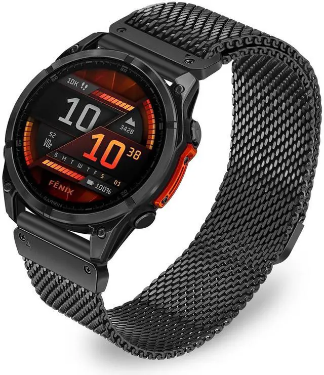 Main image of Band for Fenix 8 47mm / E / 7/6 Pro / 5 Plus Men, 22mm Quick Fit Stainless Steel Strap Rugged Milanese Magnetic Bands for Garmin Instinct 3 45mm / Epix Pro (Gen 2) 47mm