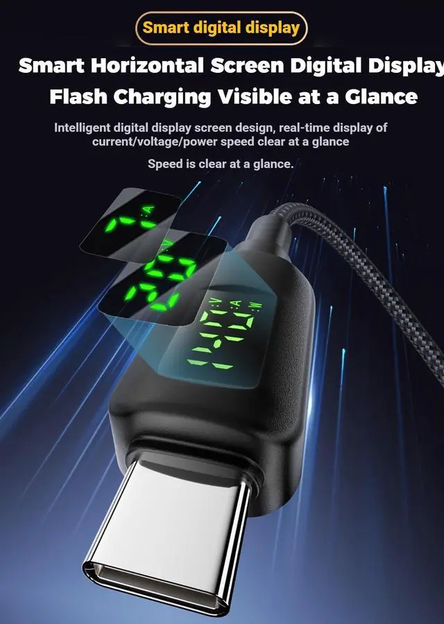 Alt view image 5 of 7 - Laptop Power Adapter DC to USB Type-C Converter with Digital Display, Auto Recognition PD 140W, 5V/9V/20V Conversion Cable (5.5 * 2.5mm Plug, DC to USB Type C)