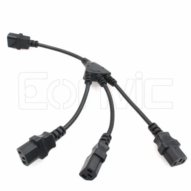 Alt view image 2 of 5 - IEC 320 C14 Male to 3 x C13 Female Y Splitter Power Cable 2ft