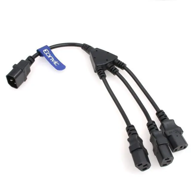 Alt view image 3 of 5 - IEC 320 C14 Male to 3 x C13 Female Y Splitter Power Cable 2ft