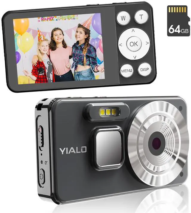 Main image of 4K Digital Camera for Teens, FHD 64MP Digital Camera for Kids with 64GB SD Card, 18X Digital Zoom Cameras for Photography, Point and Shoot Video Camera for Kids, Black