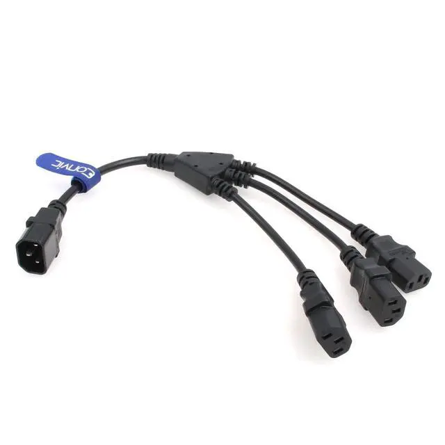 Alt view image 5 of 5 - IEC 320 C14 Male to 3 x C13 Female Y Splitter Power Cable 2ft