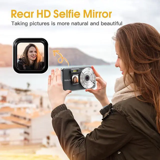 Alt view image 3 of 7 - 4K Digital Camera for Teens, FHD 64MP Digital Camera for Kids with 64GB SD Card, 18X Digital Zoom Cameras for Photography, Point and Shoot Video Camera for Kids, Black