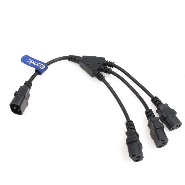 Alt view image 4 of 5 - IEC 320 C14 Male to 3 x C13 Female Y Splitter Power Cable 2ft