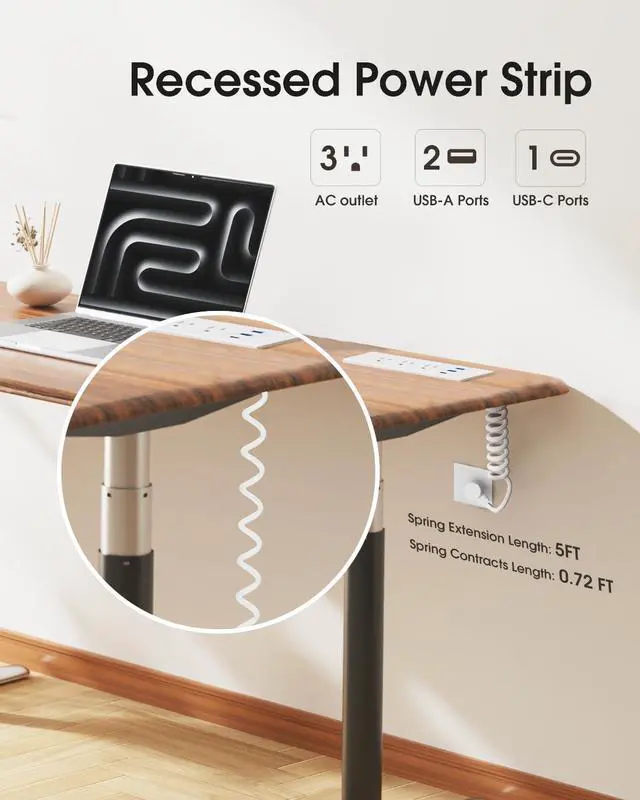 Alt view image 2 of 6 - Recessed Power Strip, Drawer Outlet with USB C PD20W Fast Charger Station | Recessed Outlet, Spring Power Cable for Cabinets,Conference Rooms, Office Tables, Furniture (White)