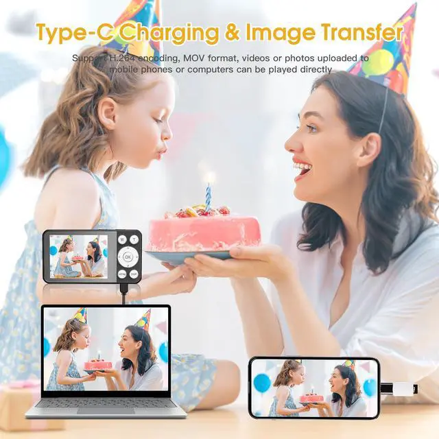 Alt view image 5 of 7 - 4K Digital Camera for Teens, FHD 64MP Digital Camera for Kids with 64GB SD Card, 18X Digital Zoom Cameras for Photography, Point and Shoot Video Camera for Kids, Black