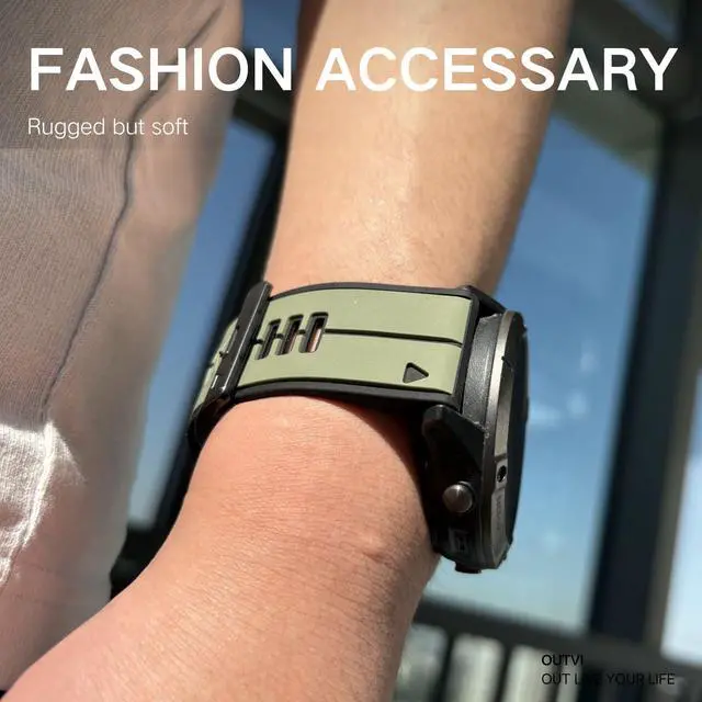 Alt view image 2 of 6 - 22mm quickfit watch band compatible with garmin fenix 8 47mm fenix 7 pro fenix 6 5 Epix Pro Gen 2 47 only Forerunner 935 745 965 955 Sturdy silicone 22mm sport watch bands replacement men