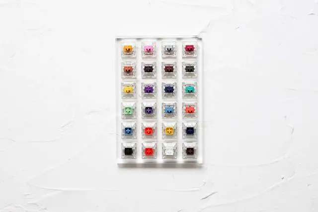 Alt view image 4 of 4 - 24 Switch switches Tester with Acrylic Base Blank keycaps for Mechanical Keyboard kailh Box Heavy pro Purple Orange Yellow Gold (Kailh 24 Switch Tester)