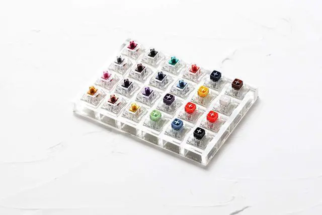 Alt view image 2 of 4 - 24 Switch switches Tester with Acrylic Base Blank keycaps for Mechanical Keyboard kailh Box Heavy pro Purple Orange Yellow Gold (Kailh 24 Switch Tester)