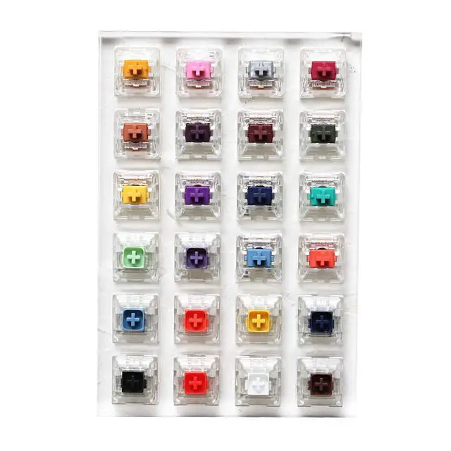 Main image of 24 Switch switches Tester with Acrylic Base Blank keycaps for Mechanical Keyboard kailh Box Heavy pro Purple Orange Yellow Gold (Kailh 24 Switch Tester)