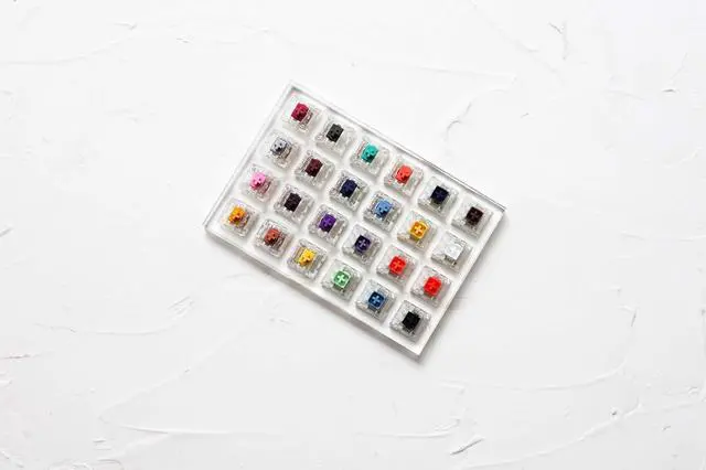 Alt view image 3 of 4 - 24 Switch switches Tester with Acrylic Base Blank keycaps for Mechanical Keyboard kailh Box Heavy pro Purple Orange Yellow Gold (Kailh 24 Switch Tester)