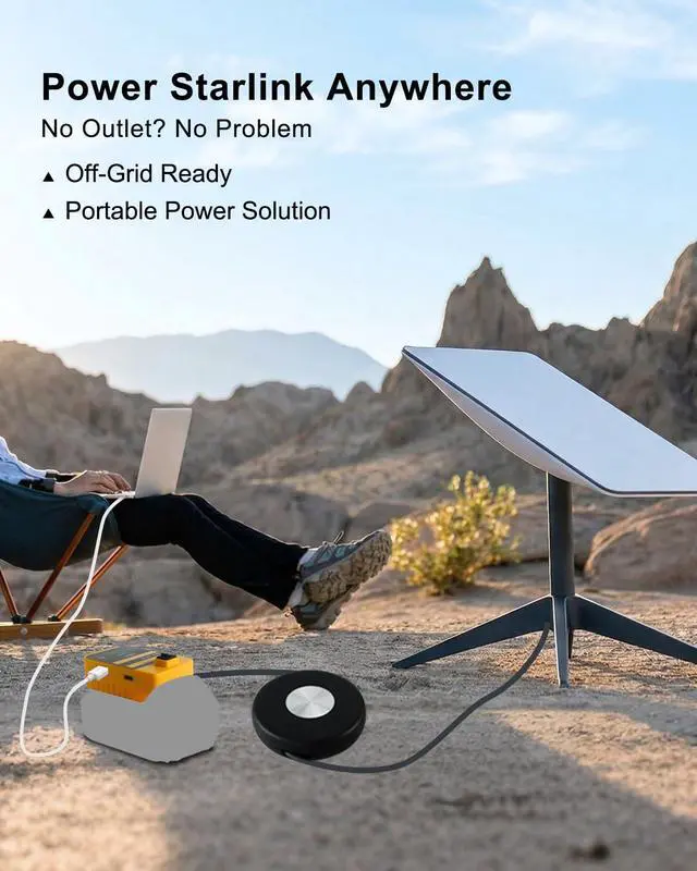 Alt view image 2 of 6 - Starlink Mini Battery Adapter Compatible with DeWalt 20V Battery Kit | Low-Voltage Protection, USB & Type-C Fast Charging, 10FT Heavy-Duty Cable, Portable Off-Grid Power, Storage Box Included