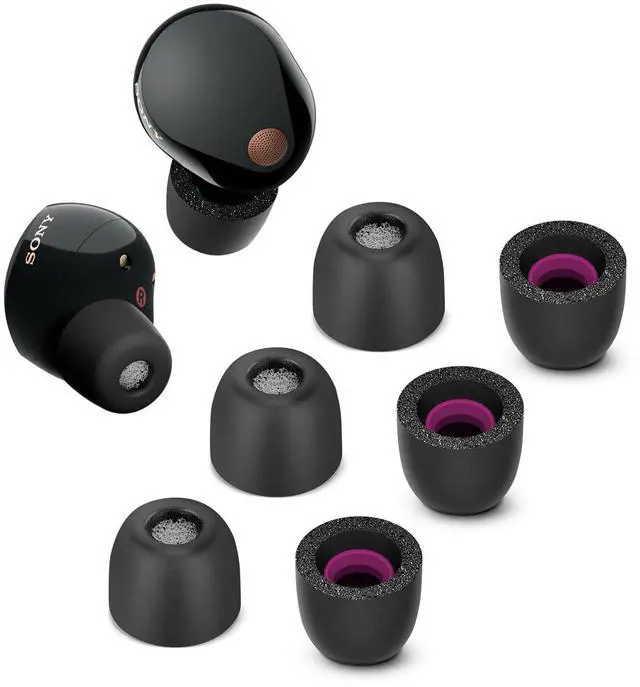 Main image of Memory Foam Tips for Sony WF-1000XM5 with Dust Mesh, Anti-Slip Replacement Ear Tips for Sony True Wireless EarphonesFit in The Charging Case, Perfect Noise Cancellation, 3 Pairs (XS, Black)