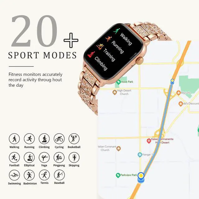 Alt view image 4 of 6 - Smart Watch for Women, Call Receive/Dial Smartwatch for Android iOS Phones, Waterproof Activity Fitness Tracker with Full Touch Color Screen Heart Rate Sleep Monitor Pedometer, Gifts for Women
