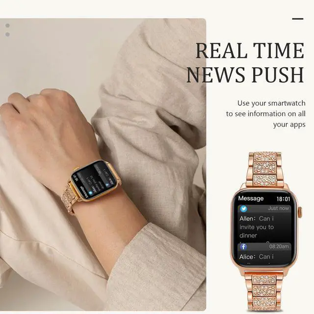 Alt view image 5 of 6 - Smart Watch for Women, Call Receive/Dial Smartwatch for Android iOS Phones, Waterproof Activity Fitness Tracker with Full Touch Color Screen Heart Rate Sleep Monitor Pedometer, Gifts for Women