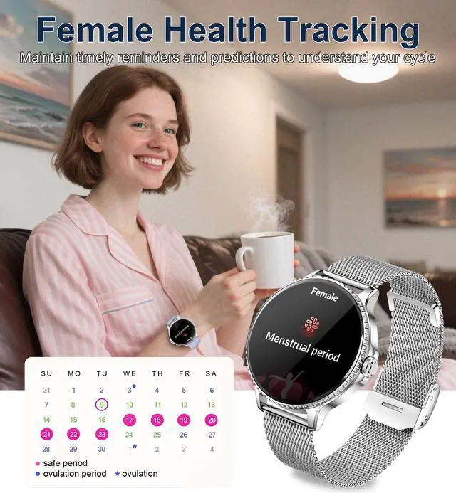 Alt view image 5 of 7 - Smart Watches Women,1.27'' Activity Trackers with Bluetooth Calls(Answer&Make) Heart Rate/Sleep/SpO2 Monitor Sport Modes Waterproof for iPhone/Android (Silver)