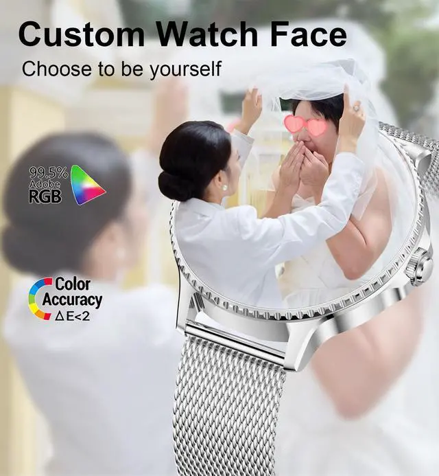 Alt view image 6 of 7 - Smart Watches Women,1.27'' Activity Trackers with Bluetooth Calls(Answer&Make) Heart Rate/Sleep/SpO2 Monitor Sport Modes Waterproof for iPhone/Android (Silver)