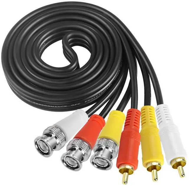 Main image of BNC to RCA Video Audio Cable Coaxial Cable 3 BNC Male to 3 RCA Male | Gold Plated Connector Coupler Coaxial AV Connector Adapter for Camera DVR CCTV Surveillance Systems - 1.5M