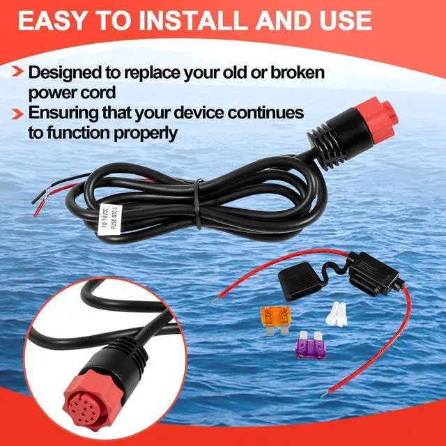 Alt view image 2 of 7 - 000-14041-001 Power Cord Cable Replacement,Compatiable with Lowrance HDS/Elite FS/Elite Ti2/Hook,3 Foot, 2-Wire Power Only