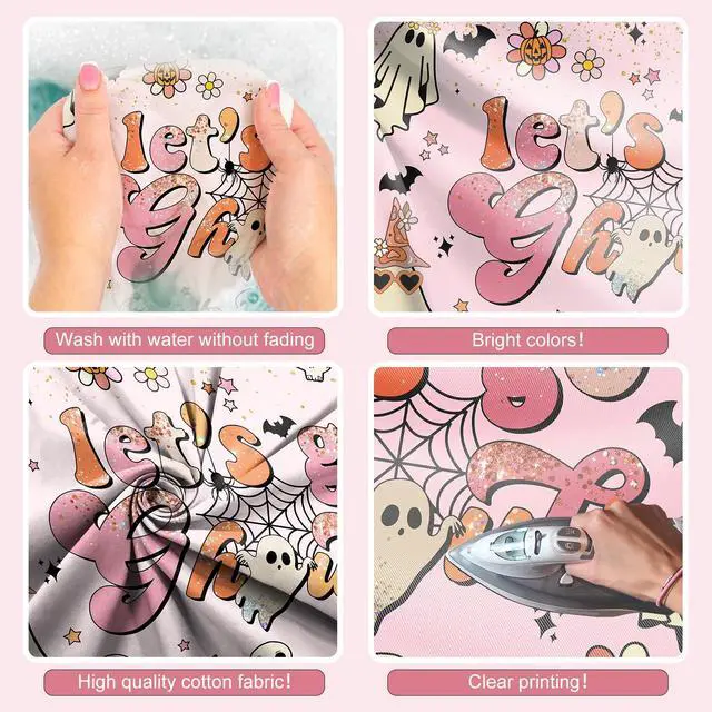 Alt view image 6 of 6 - Let's Go Ghouls Backdrop Halloween Boo Bachelorette Party Decorations Boho Groovy Retro Hippie Theme Bridal Shower Wedding Engagement Party Photography Background Cake Table Banner (7x5ft)