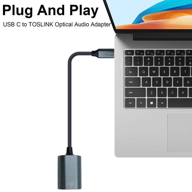 Alt view image 5 of 7 - USB C to Toslink Optical Audio Adapter 20cm/7.87inch, USB C Male to Toslink Female Supports SPDIF Audio Output Suitable for Notebook Computers, Tablets, Mobile Phones