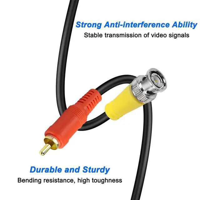 Alt view image 5 of 6 - BNC to RCA Video Audio Cable Coaxial Cable 3 BNC Male to 3 RCA Male | Gold Plated Connector Coupler Coaxial AV Connector Adapter for Camera DVR CCTV Surveillance Systems - 1.5M