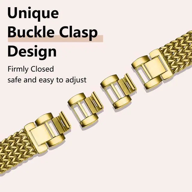 Alt view image 4 of 7 - Metal Band Compatible for Fitbit Versa 4/Sense 2/Versa 3/Sense, 22mm Dressy Stainless Steel Chain Strap Designer Wristband