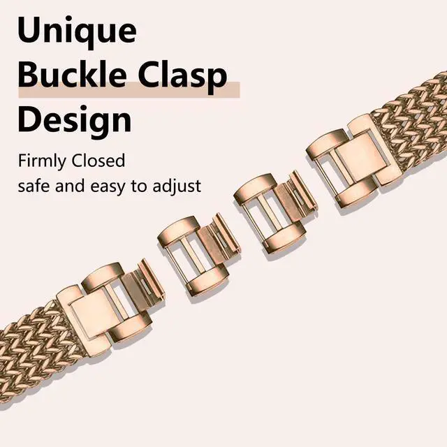 Alt view image 4 of 7 - Metal Band Compatible for Fitbit Versa 4/Sense 2/Versa 3/Sense, 22mm Dressy Stainless Steel Chain Strap Designer Wristband