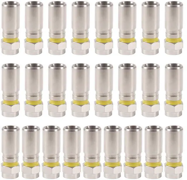 Main image of 25pcs RG6 Connectors, F Type Connectors, RG6 Coax Cable Compression Adapter Plug for Satellite & Cable TV