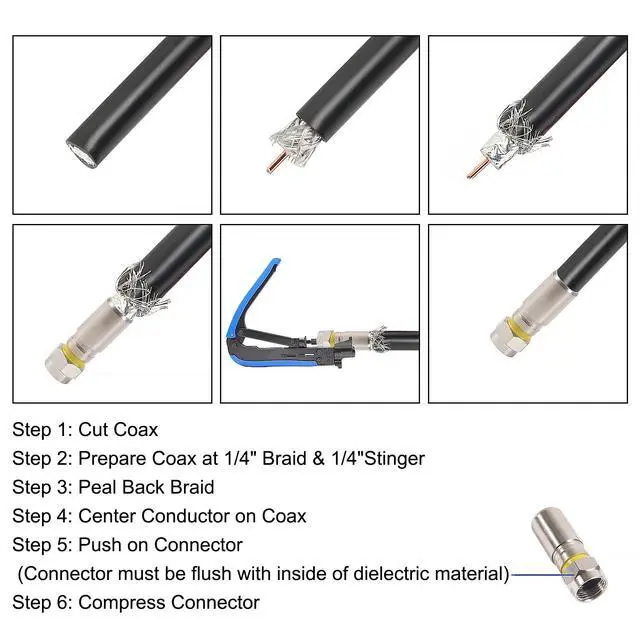 Alt view image 6 of 6 - 25pcs RG6 Connectors, F Type Connectors, RG6 Coax Cable Compression Adapter Plug for Satellite & Cable TV