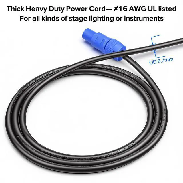 Alt view image 3 of 6 - NEMA 5-15P to Power Connector Cable 3 ft, 16AWG AC Cord | Secure Locking Connection, Stable Power Delivery, Reduced Accidental Disconnects, Professional Equipment Compatible