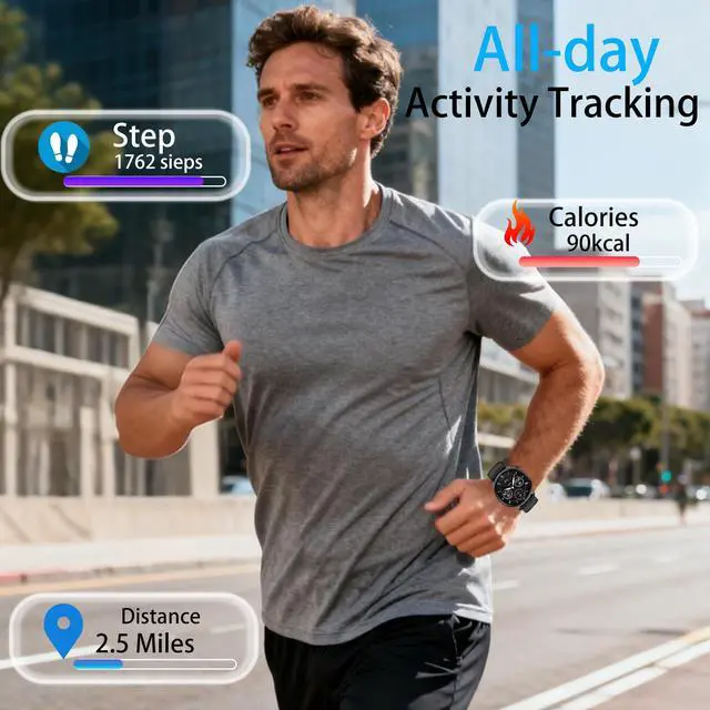 Alt view image 3 of 7 - Smart Watch for Men Women, 1.43 AMOLED HD Display Smartwatch IP68 Waterproof, Fitness Tracker Watch with 110+ Sports Modes/Sleep/Health Monitor, Smart Watches for Android iPhone (Black)