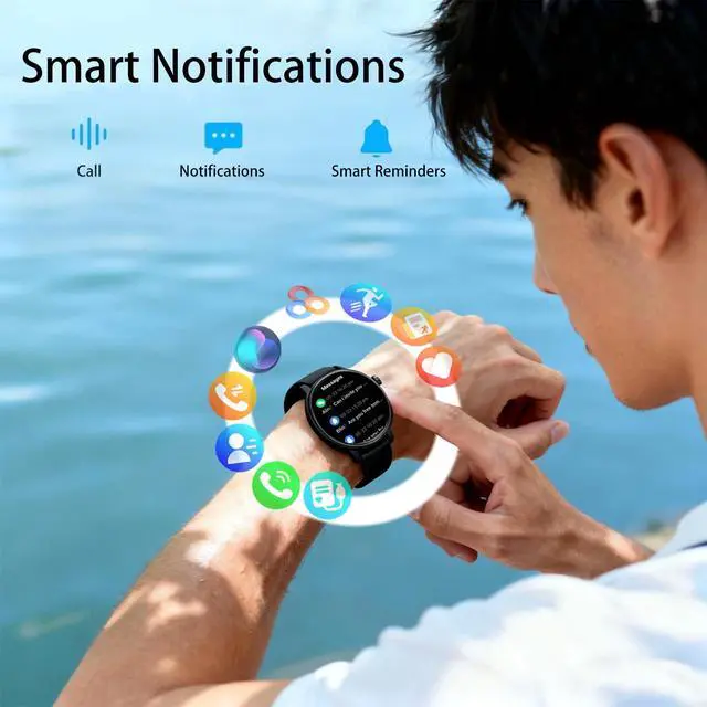 Alt view image 5 of 7 - Smart Watch for Men Women, 1.43 AMOLED HD Display Smartwatch IP68 Waterproof, Fitness Tracker Watch with 110+ Sports Modes/Sleep/Health Monitor, Smart Watches for Android iPhone (Black)