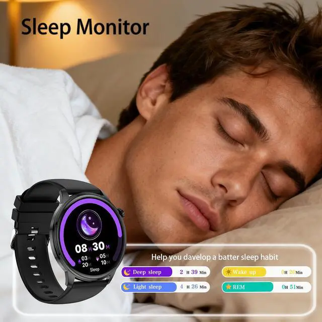 Alt view image 7 of 7 - Smart Watch for Men Women, 1.43 AMOLED HD Display Smartwatch IP68 Waterproof, Fitness Tracker Watch with 110+ Sports Modes/Sleep/Health Monitor, Smart Watches for Android iPhone (Black)